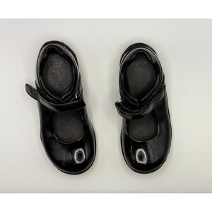 Lands End Girls Mary Jane Shoes Black Patent Leather Strap Size 9M MINT
